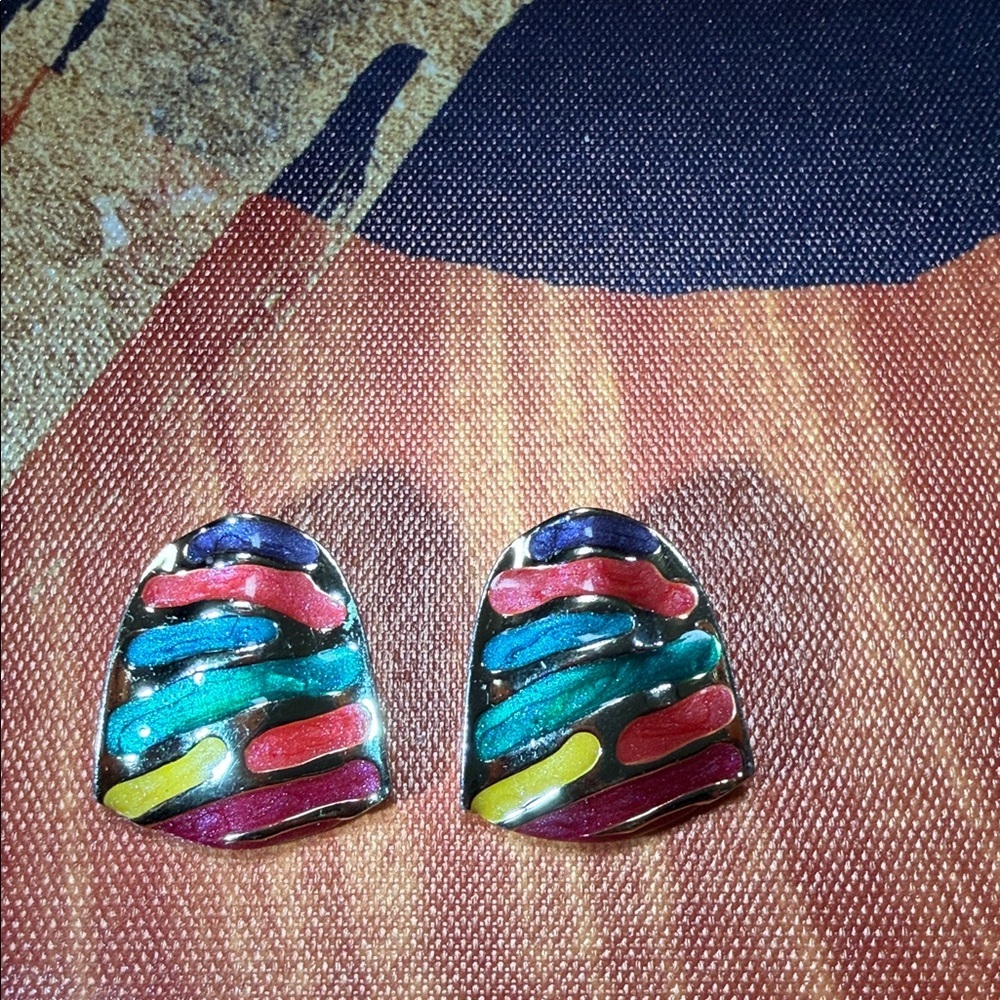 Colorful Abstract Earrings - Picture 2 of 3